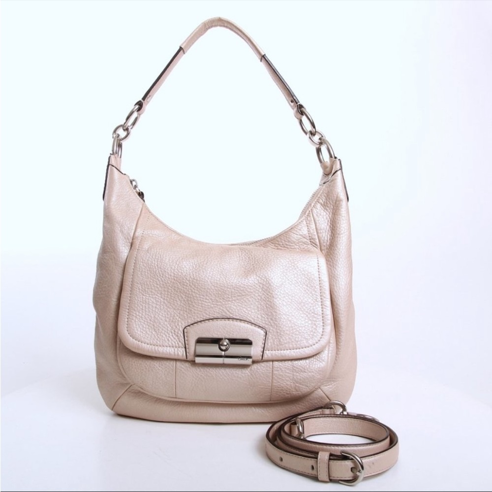 Authentic Coach Kristin Hobo Bag Pale Pink Champagne, Detachable Straps.